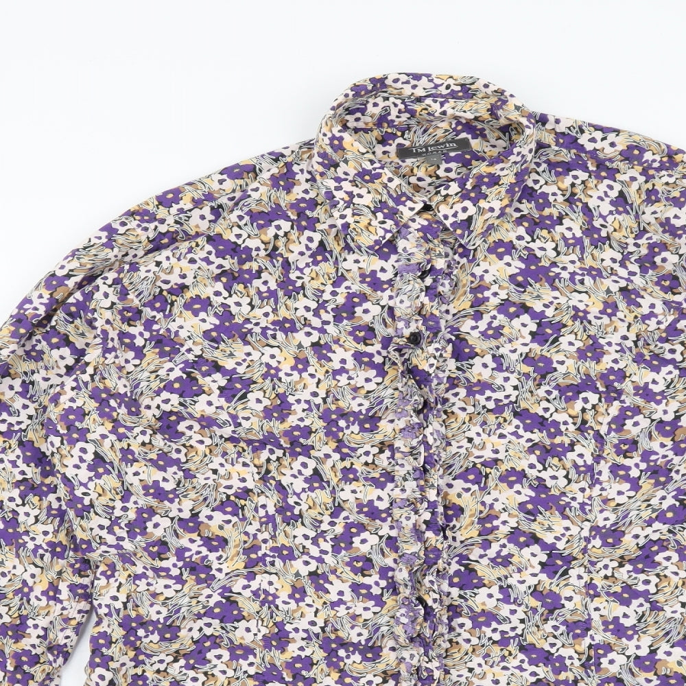 TM Lewin Womens Multicoloured Floral Cotton Basic Button-Up Size 14 Collared