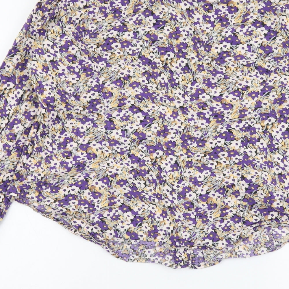 TM Lewin Womens Multicoloured Floral Cotton Basic Button-Up Size 14 Collared