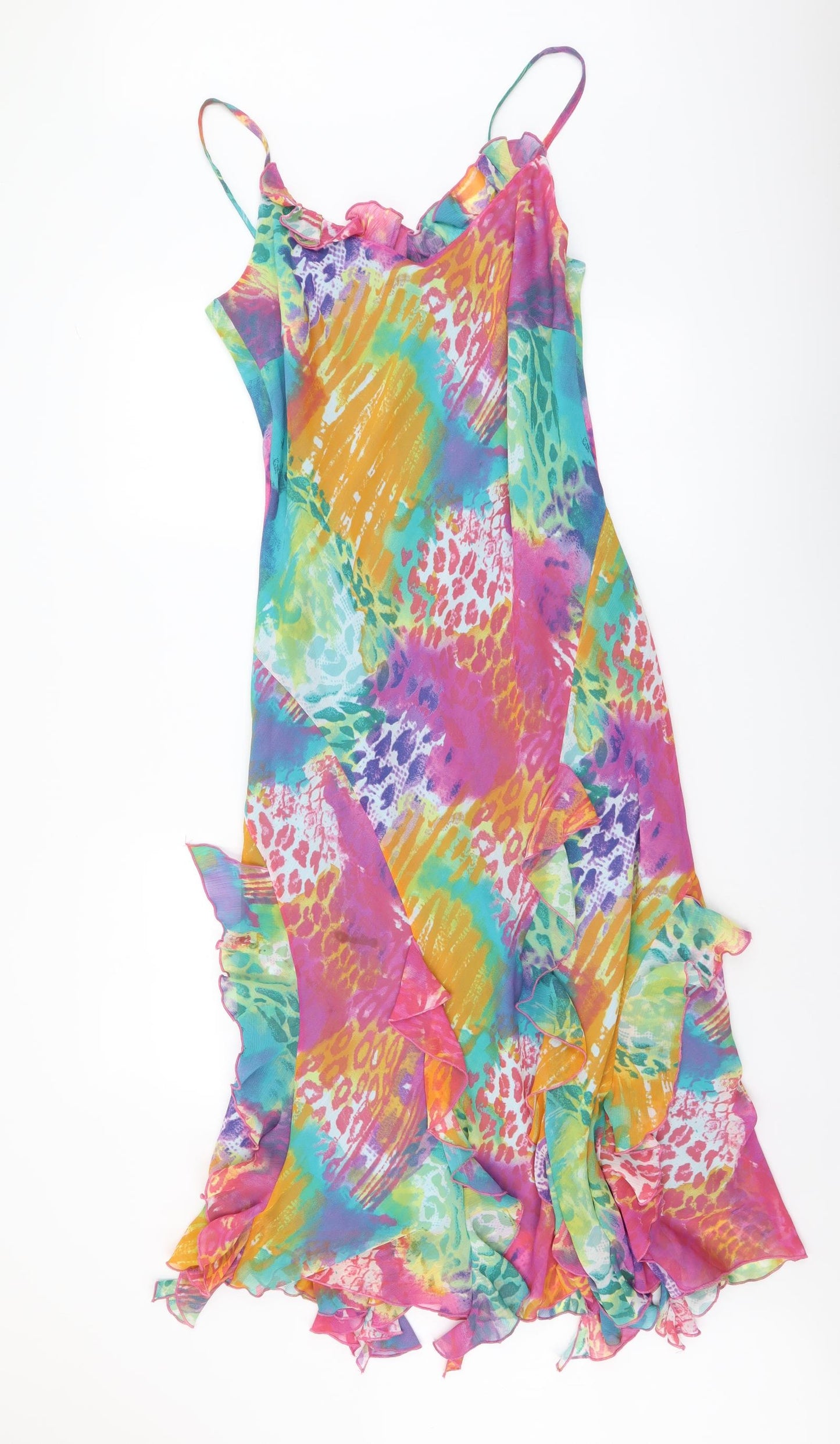 Per Una Womens Multicoloured Animal Print Polyester Maxi Size 14 Round Neck Zip - Leopard Print