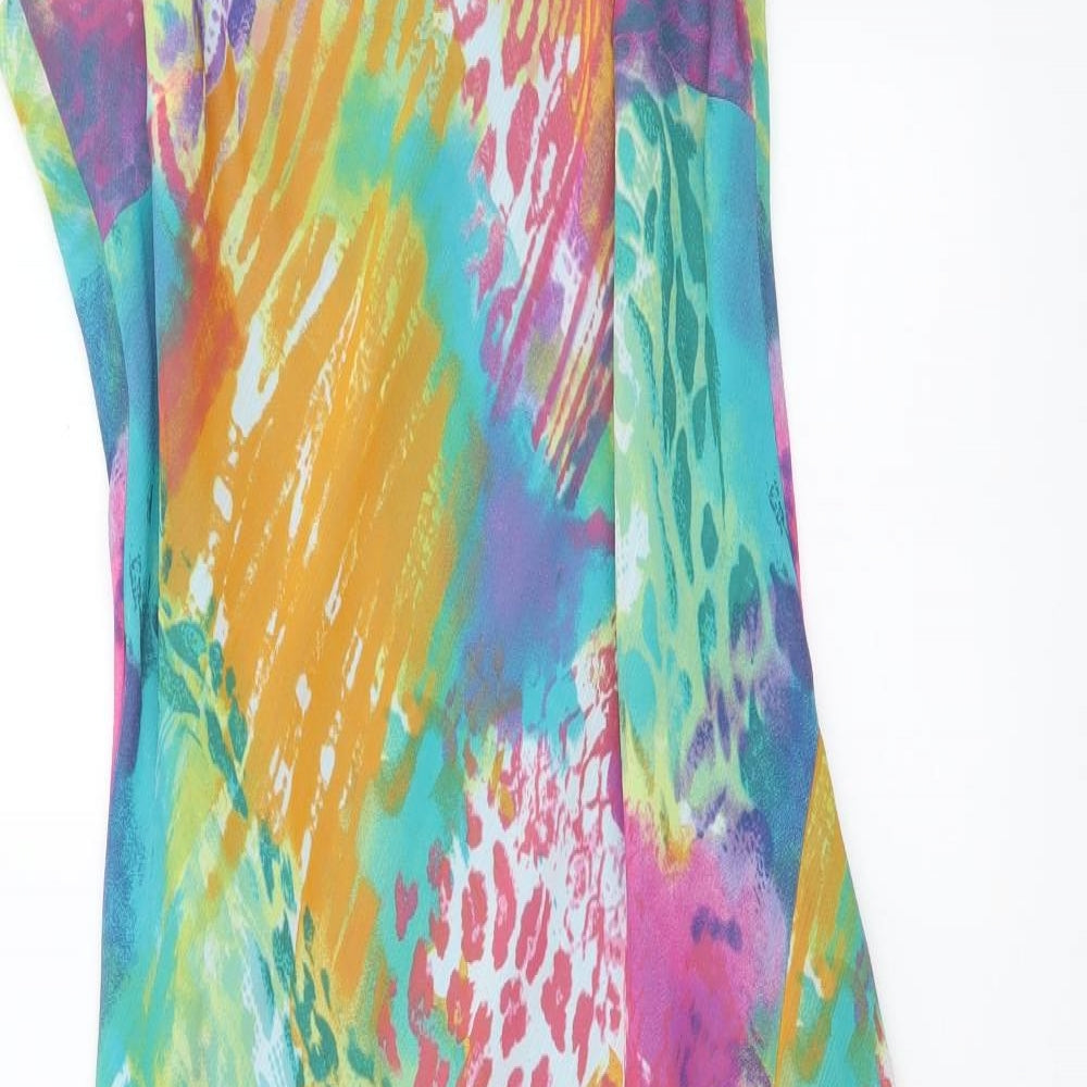 Per Una Womens Multicoloured Animal Print Polyester Maxi Size 14 Round Neck Zip - Leopard Print