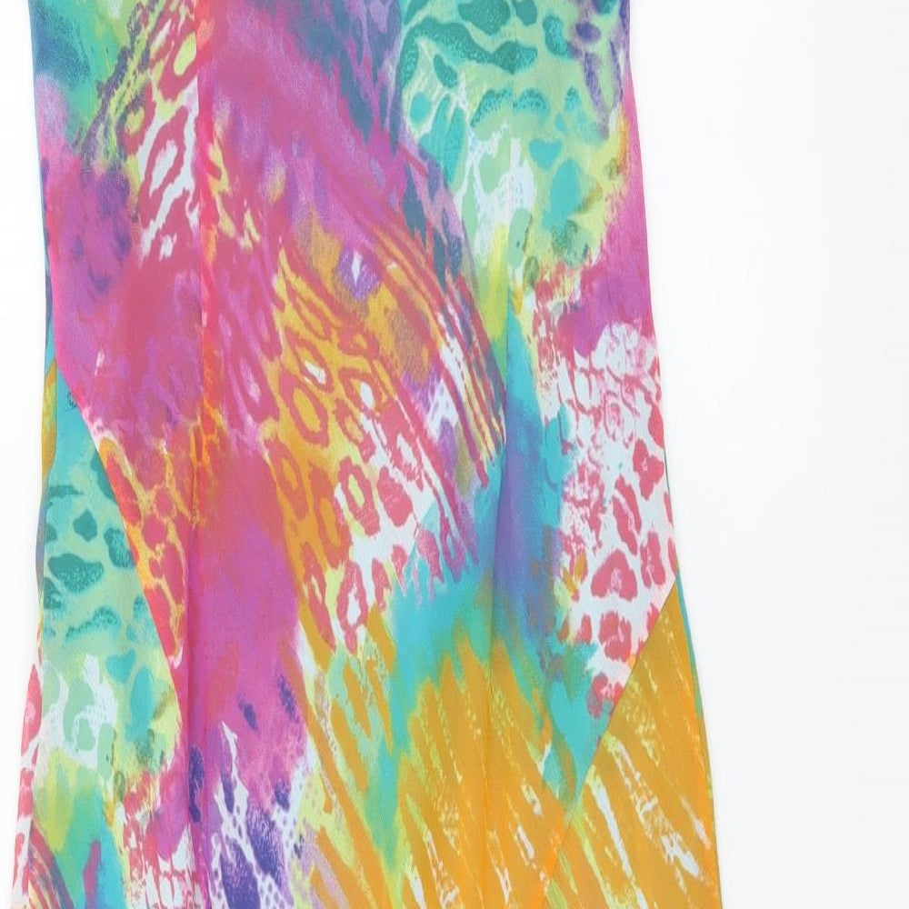 Per Una Womens Multicoloured Animal Print Polyester Maxi Size 14 Round Neck Zip - Leopard Print