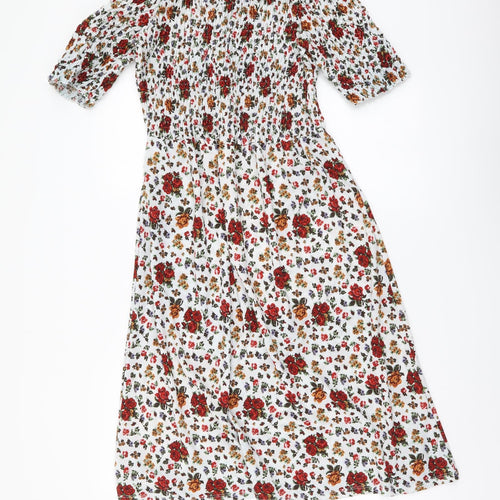 Dorothy Perkins Womens Multicoloured Floral Polyester Fit & Flare Size 12 Off the Shoulder Pullover