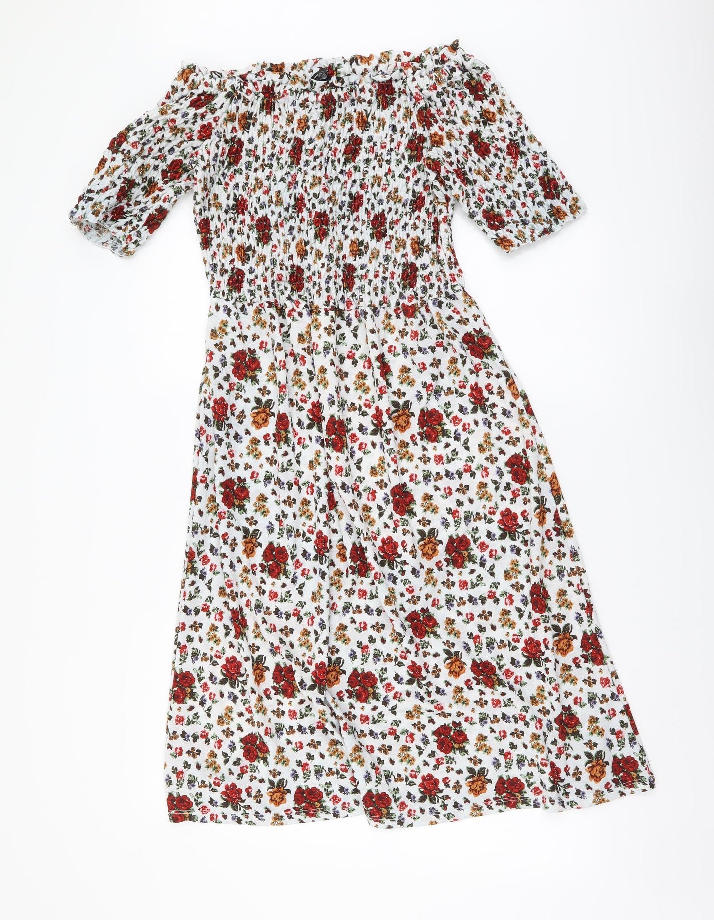 Dorothy Perkins Womens Multicoloured Floral Polyester Fit & Flare Size 12 Off the Shoulder Pullover