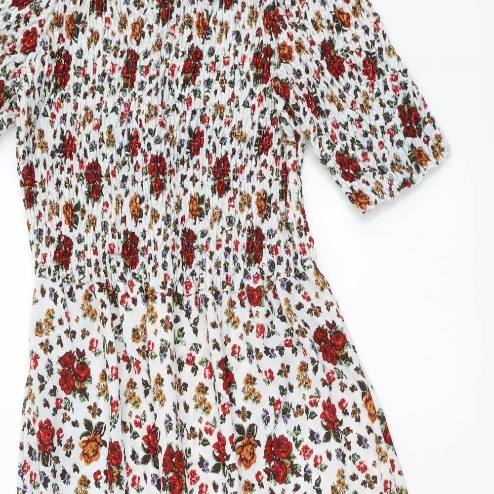 Dorothy Perkins Womens Multicoloured Floral Polyester Fit & Flare Size 12 Off the Shoulder Pullover