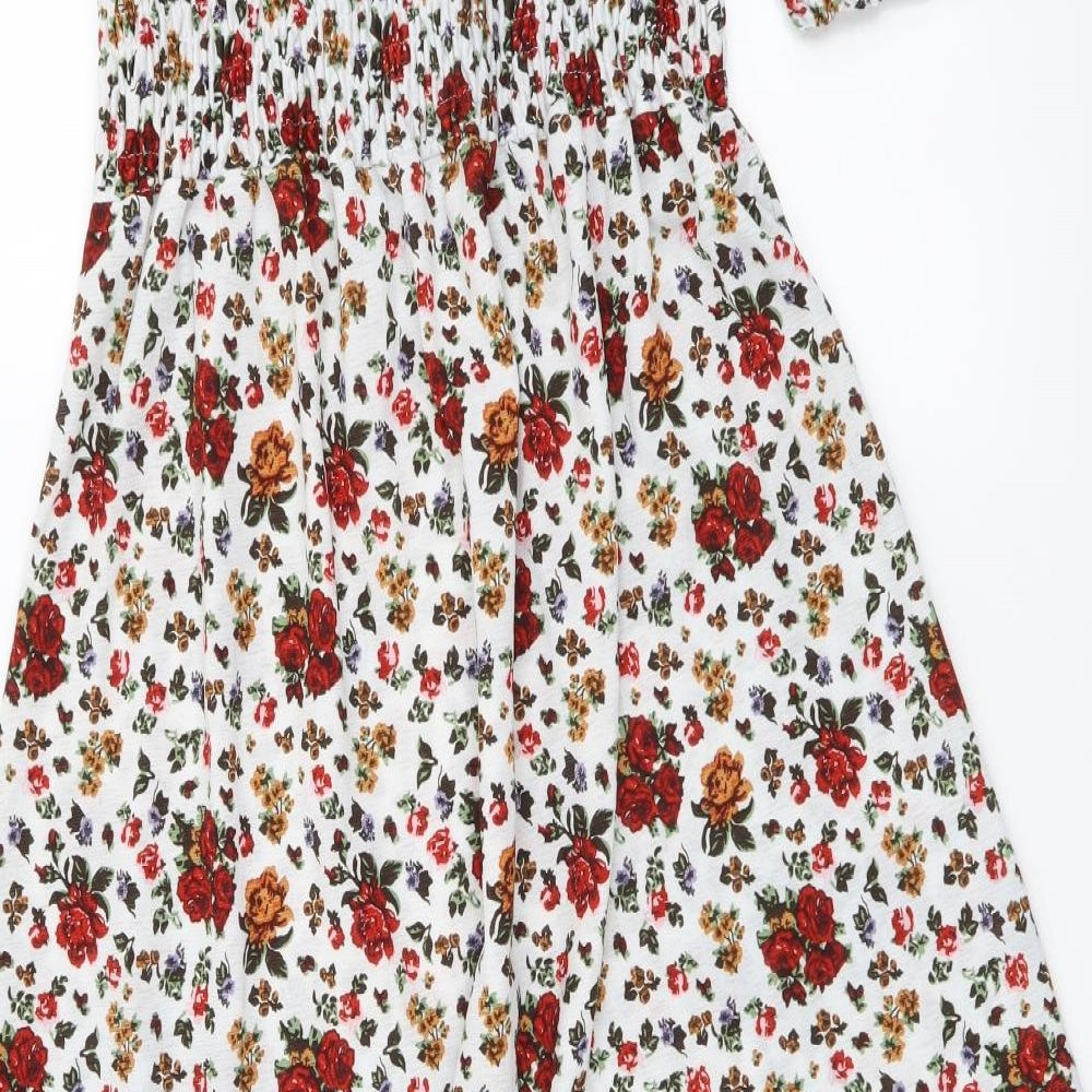 Dorothy Perkins Womens Multicoloured Floral Polyester Fit & Flare Size 12 Off the Shoulder Pullover