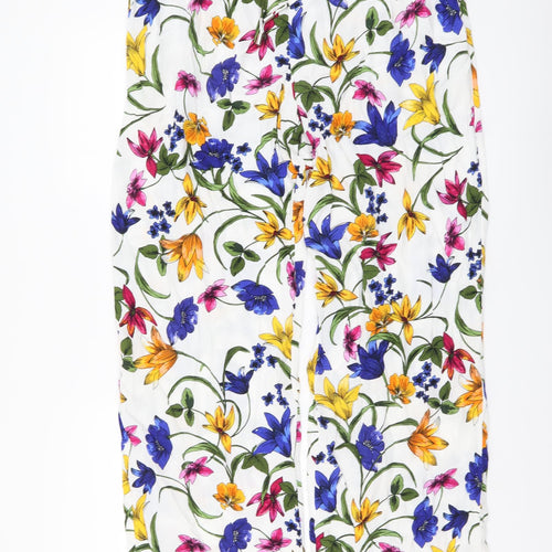 Soon Womens Multicoloured Floral Viscose Trousers Size 14 L29 in Regular Drawstring