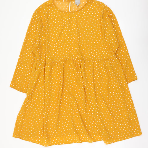 ASOS Womens Yellow Polka Dot Polyester Skater Dress Size 18 Round Neck Pullover