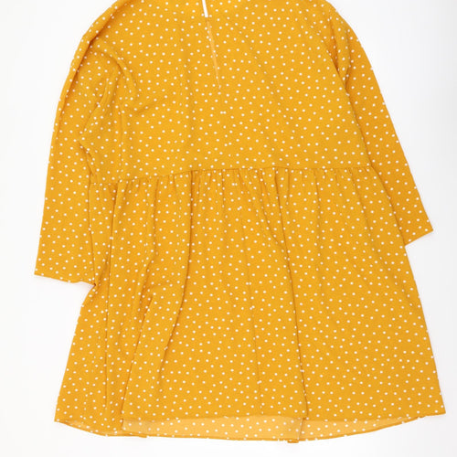 ASOS Womens Yellow Polka Dot Polyester Skater Dress Size 18 Round Neck Pullover