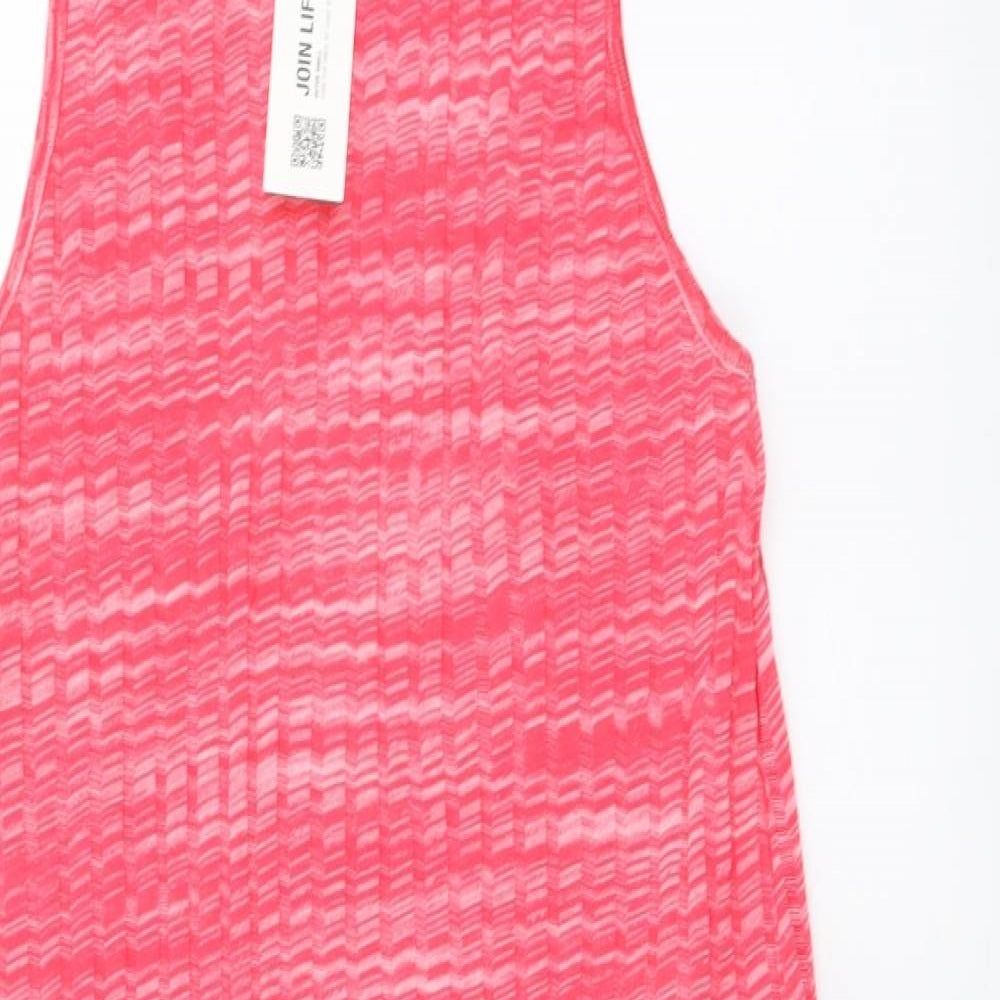 Zara Womens Pink Cotton Tank Dress Size M Round Neck Pullover