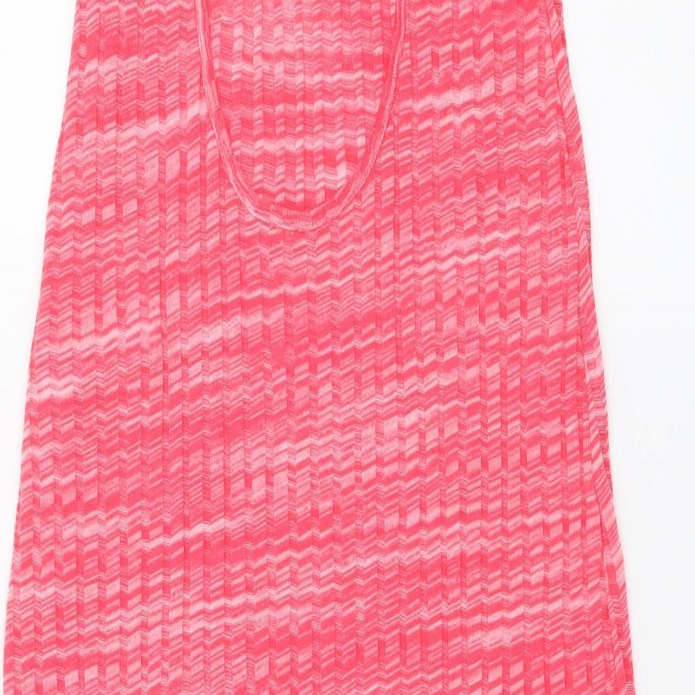 Zara Womens Pink Cotton Tank Dress Size M Round Neck Pullover