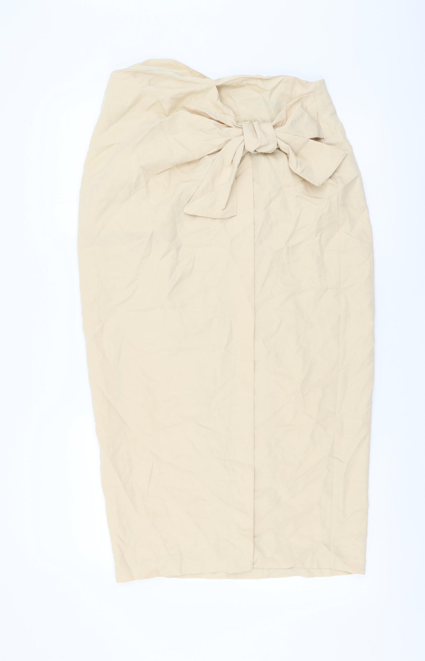 Zara Womens Beige Lyocell Straight & Pencil Skirt Size M Zip