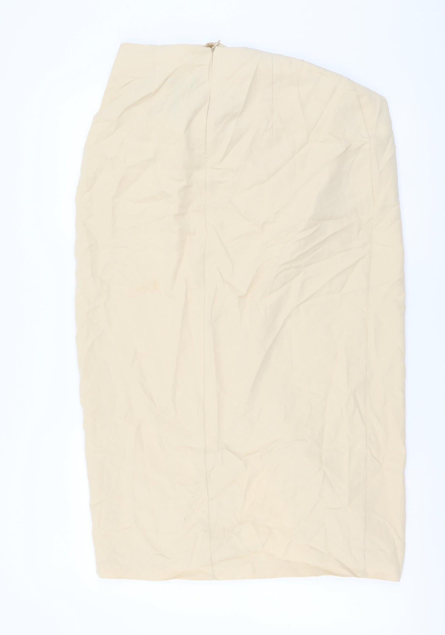 Zara Womens Beige Lyocell Straight & Pencil Skirt Size M Zip