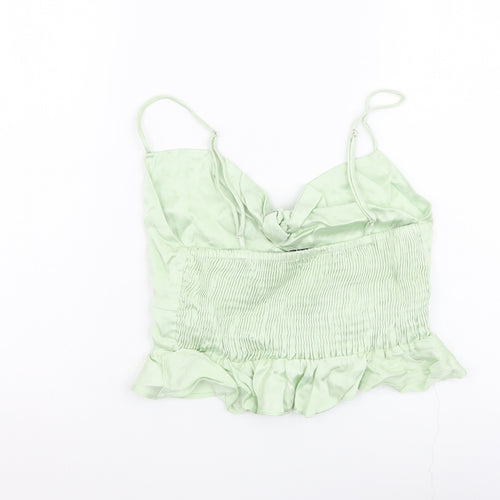Stradivarius Womens Green Polyester Basic Tank Size M Sweetheart