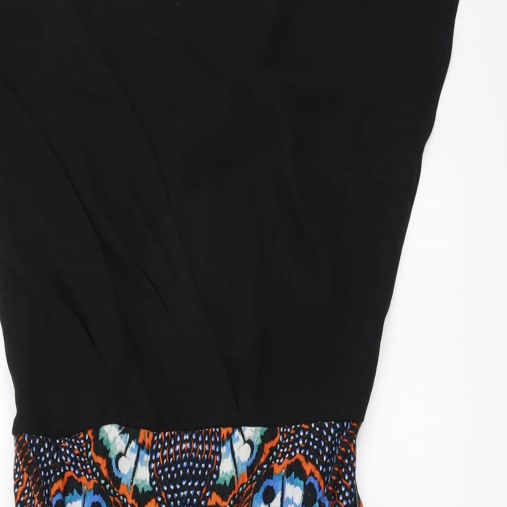 Mango Womens Multicoloured Geometric Polyester Fit & Flare Size L Scoop Neck Zip - Belt Inlcuded