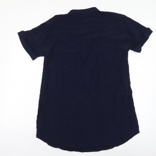 Marks and Spencer Womens Blue Polyester Basic Blouse Size 6 V-Neck