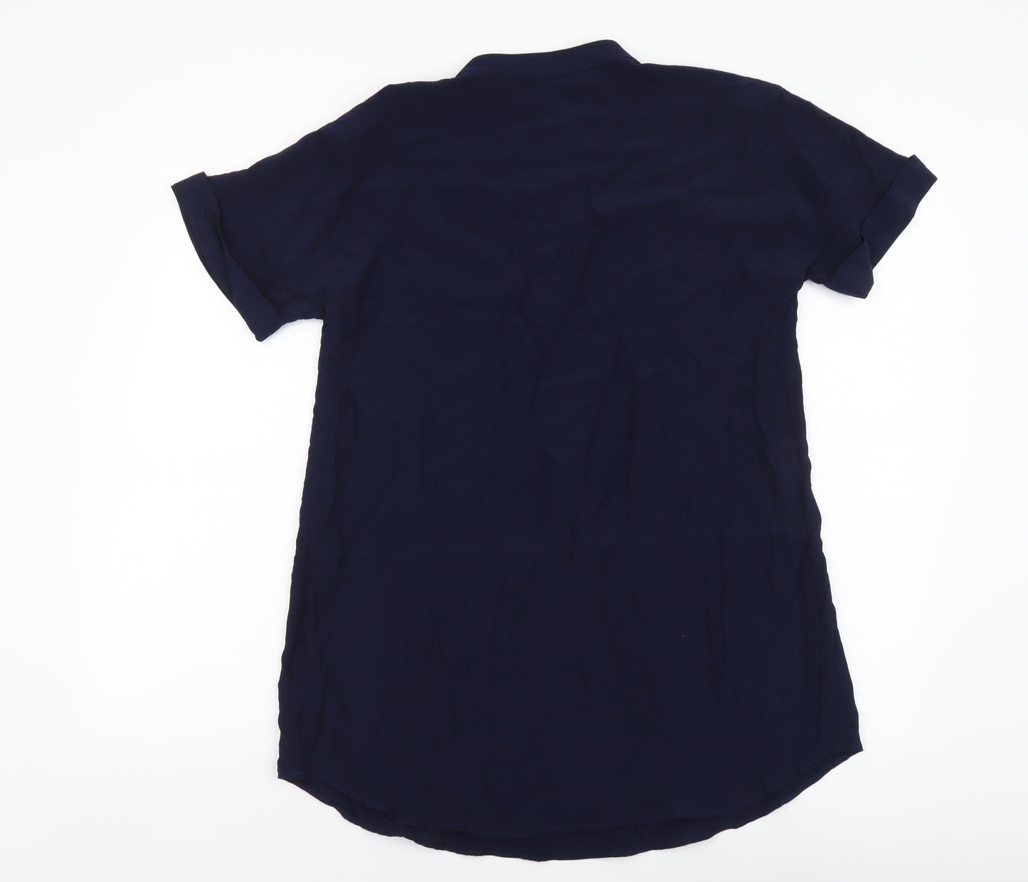 Marks and Spencer Womens Blue Polyester Basic Blouse Size 6 V-Neck