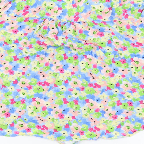 George Womens Multicoloured Floral Viscose Cropped Button-Up Size 16 V-Neck - Knot Front