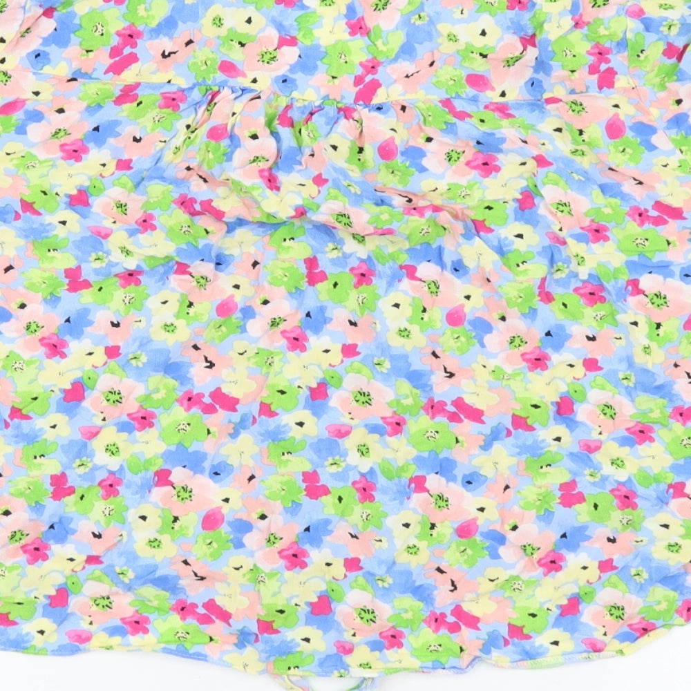 George Womens Multicoloured Floral Viscose Cropped Button-Up Size 16 V-Neck - Knot Front