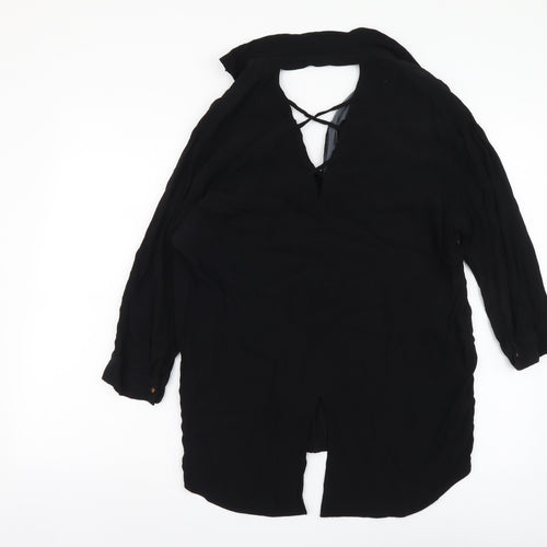 River Island Womens Black Polyester Basic Blouse Size 10 V-Neck