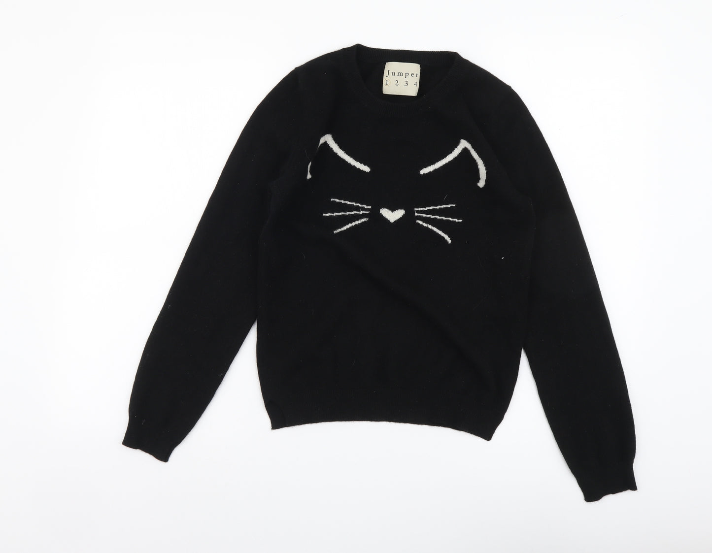 Jumper Womens Black Round Neck Cashmere Pullover Jumper Size XS - Cat