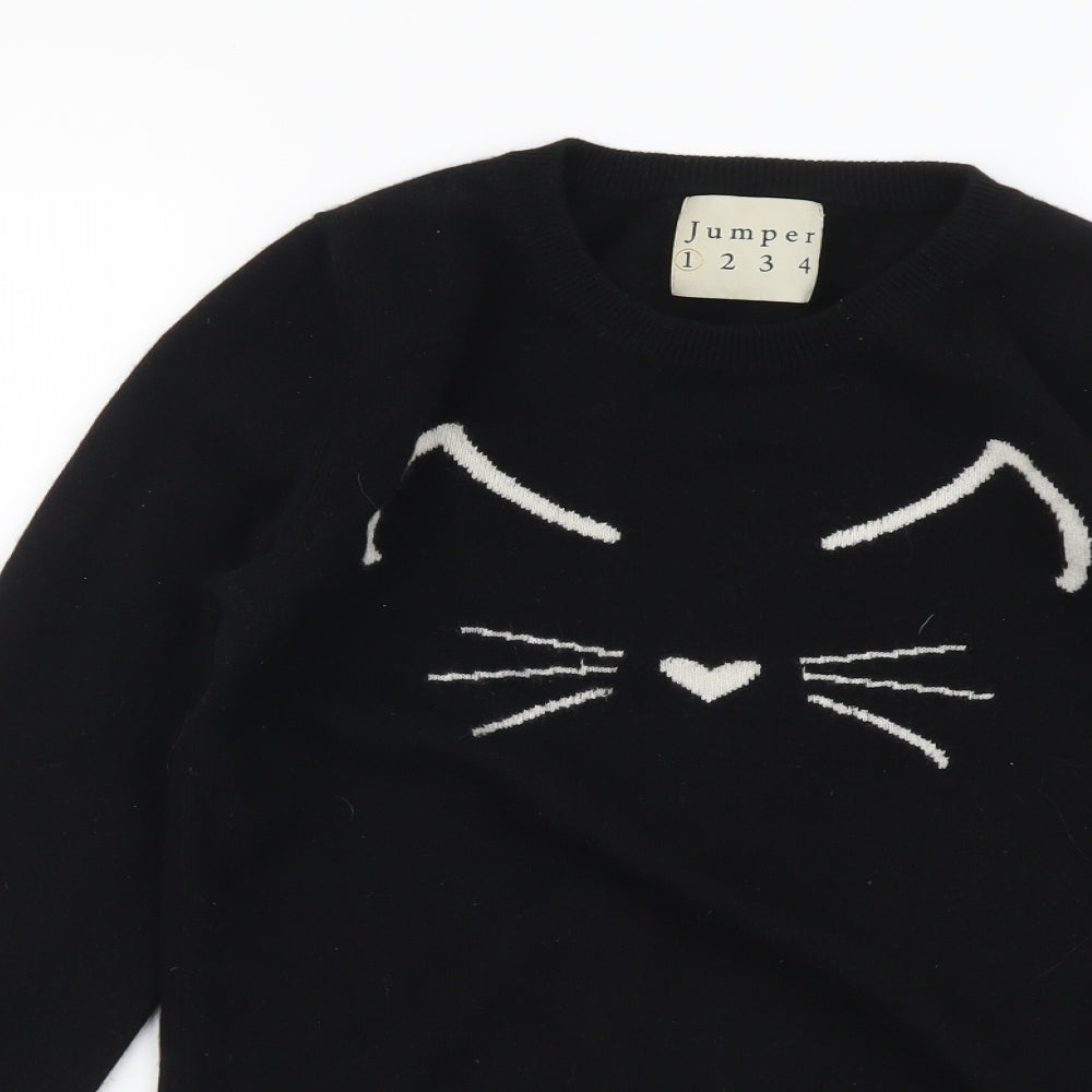 Jumper Womens Black Round Neck Cashmere Pullover Jumper Size XS - Cat