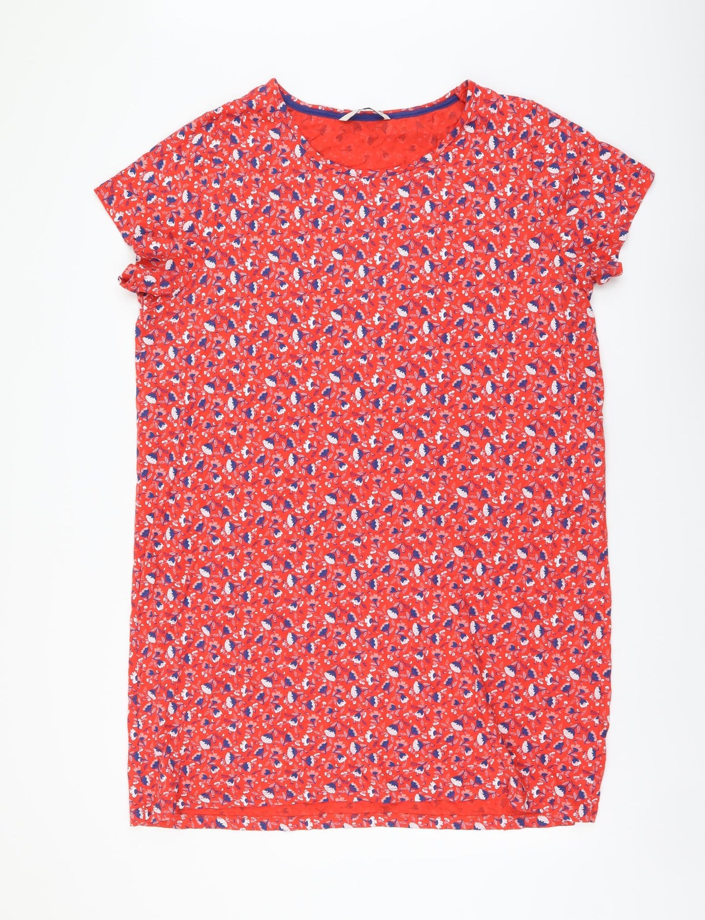 TU Womens Red Geometric Cotton T-Shirt Dress Size 18 Round Neck Pullover