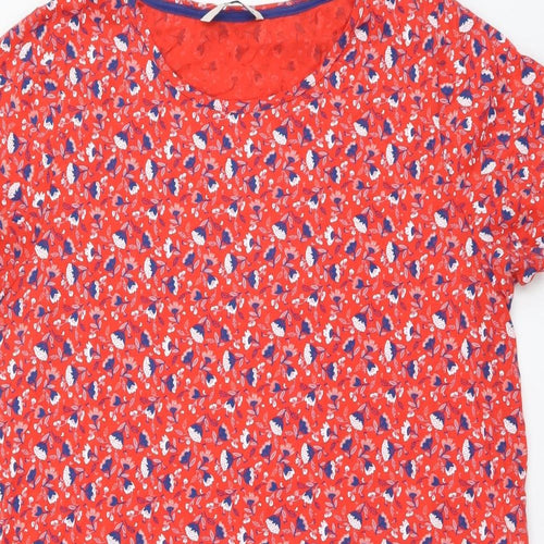 TU Womens Red Geometric Cotton T-Shirt Dress Size 18 Round Neck Pullover