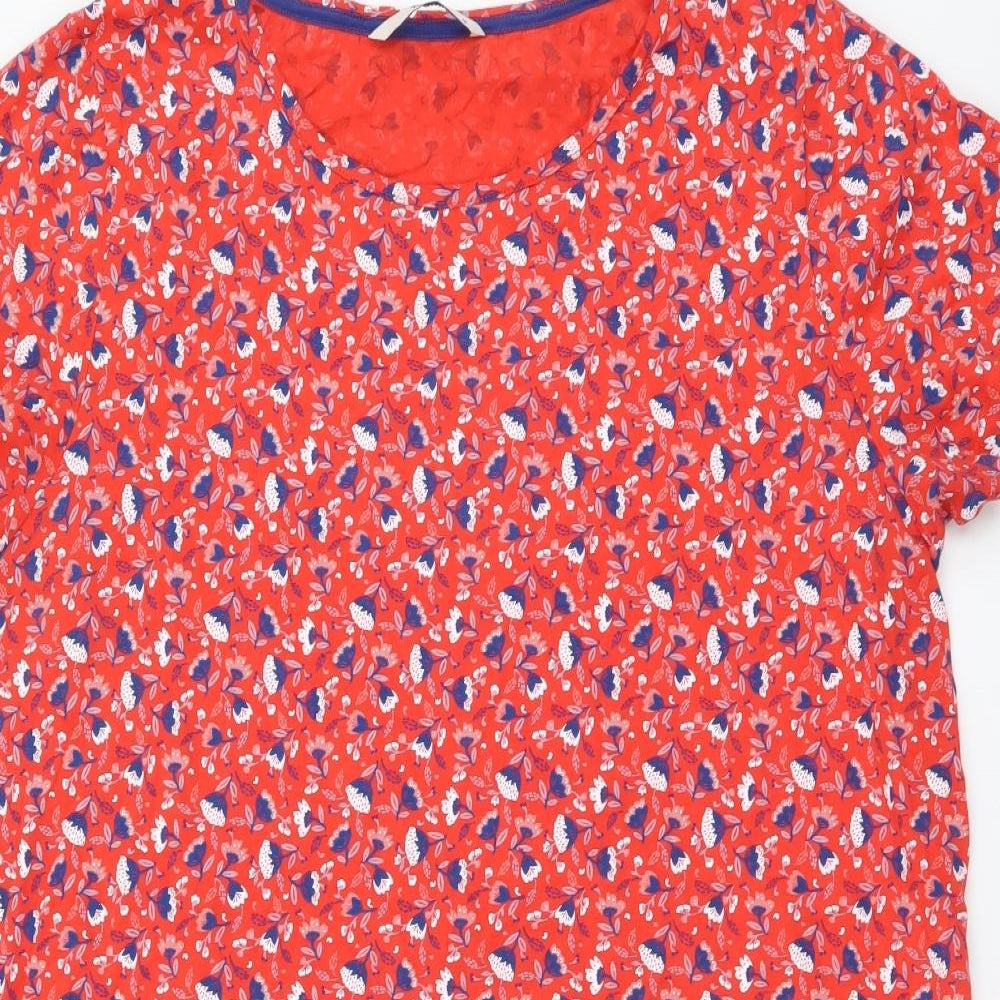 TU Womens Red Geometric Cotton T-Shirt Dress Size 18 Round Neck Pullover