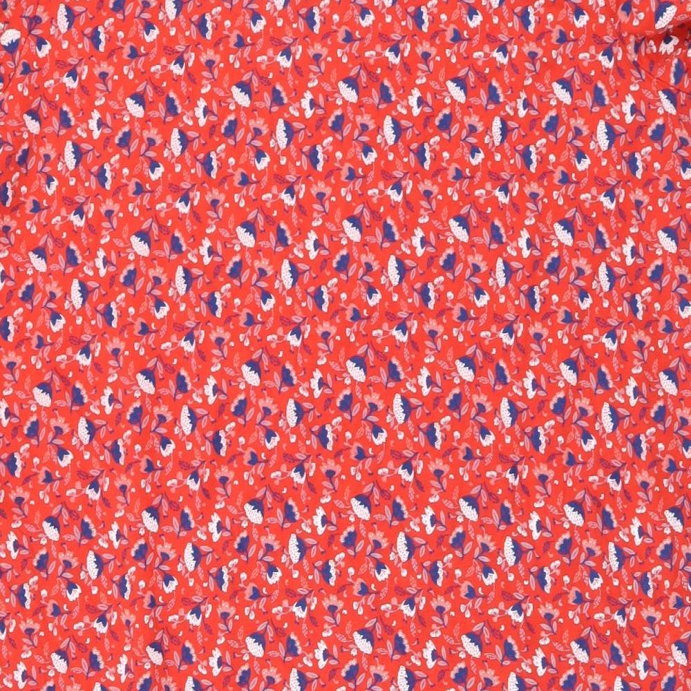 TU Womens Red Geometric Cotton T-Shirt Dress Size 18 Round Neck Pullover