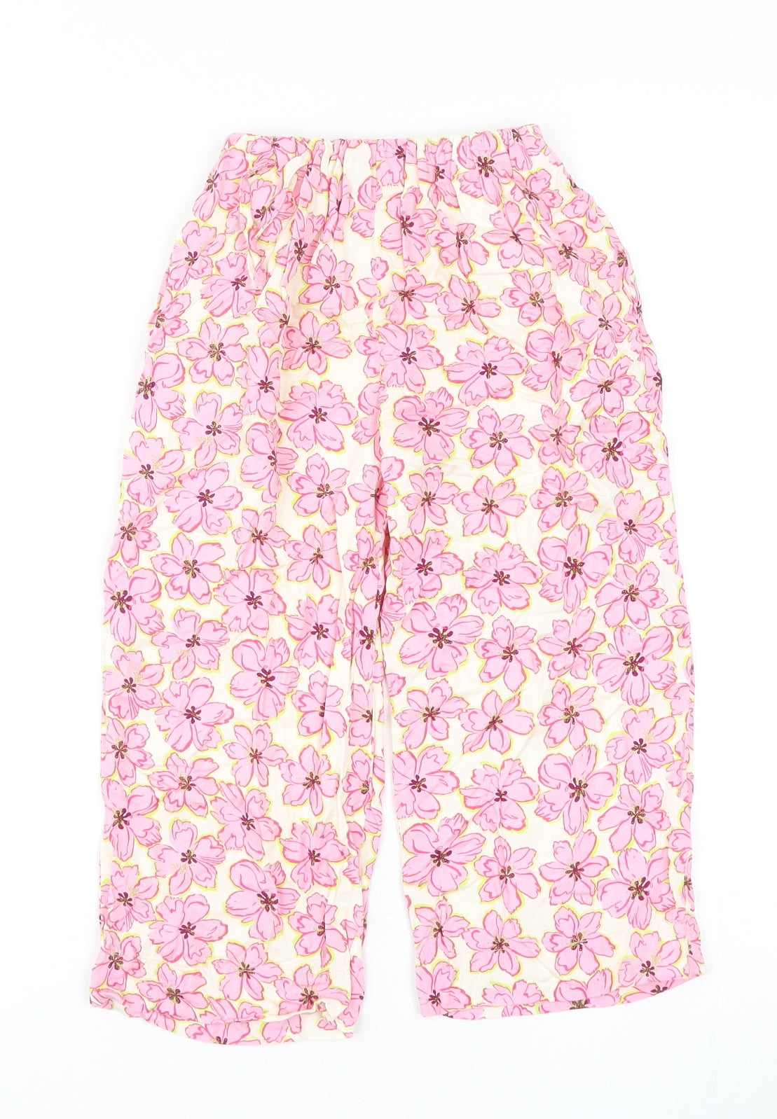 Zara Girls Pink Floral Viscose Harem Trousers Size 6 Years Regular Drawstring