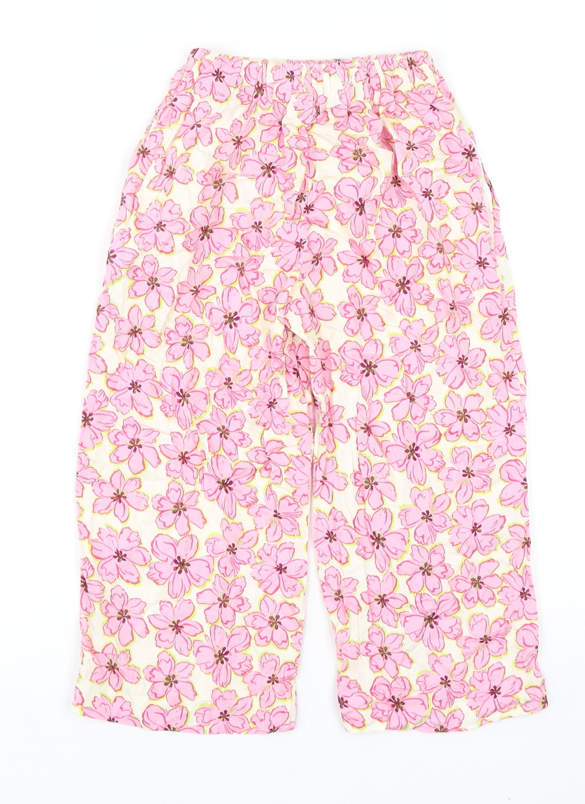 Zara Girls Pink Floral Viscose Harem Trousers Size 6 Years Regular Drawstring