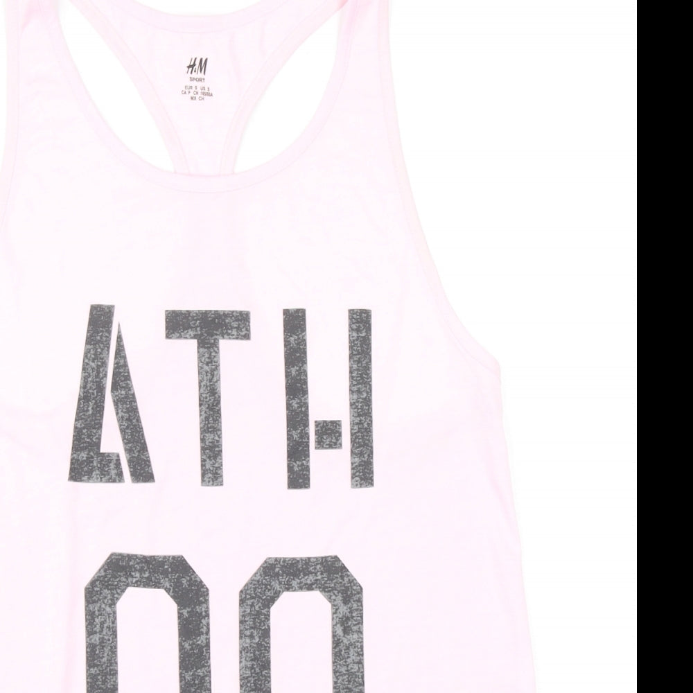 H&M Womens Pink Polyester Basic Tank Size S Round Neck Pullover - ATH 00