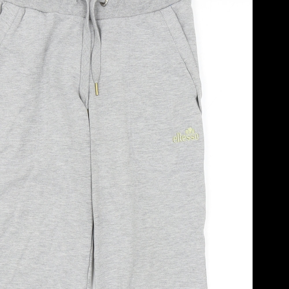 ellesse Womens Grey Cotton Jogger Trousers Size 12 Regular Drawstring