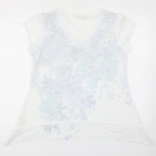 Per Una Womens Multicoloured Floral Polyester Basic T-Shirt Size 16 V-Neck