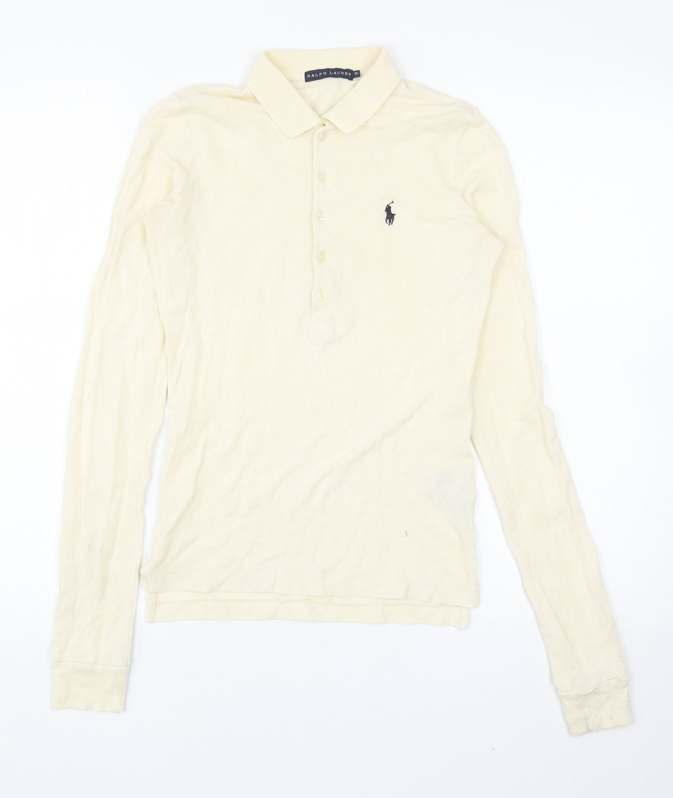 Ralph Lauren Womens Ivory Cotton Basic Polo Size XS Collared