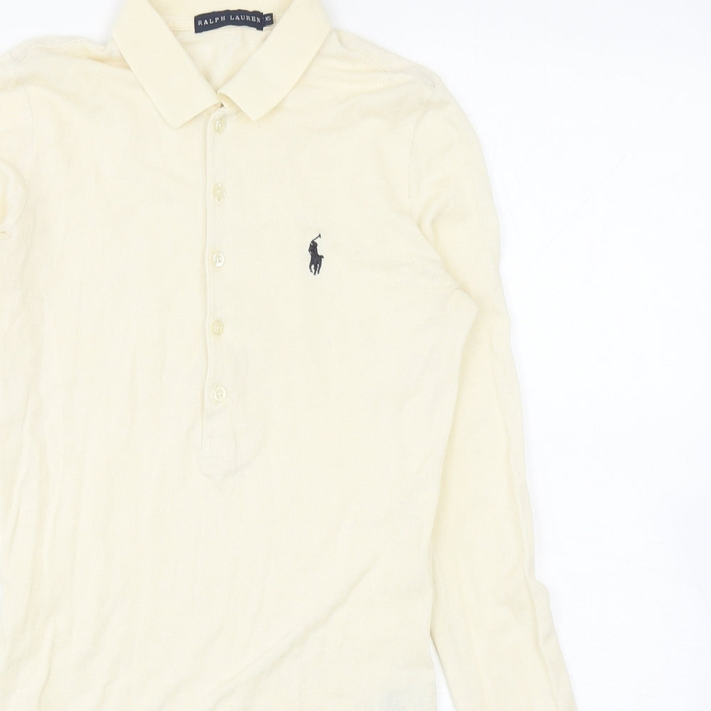 Ralph Lauren Womens Ivory Cotton Basic Polo Size XS Collared