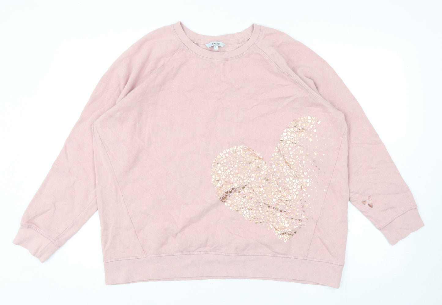 NEXT Womens Pink Cotton Pullover Sweatshirt Size L Pullover - Heart