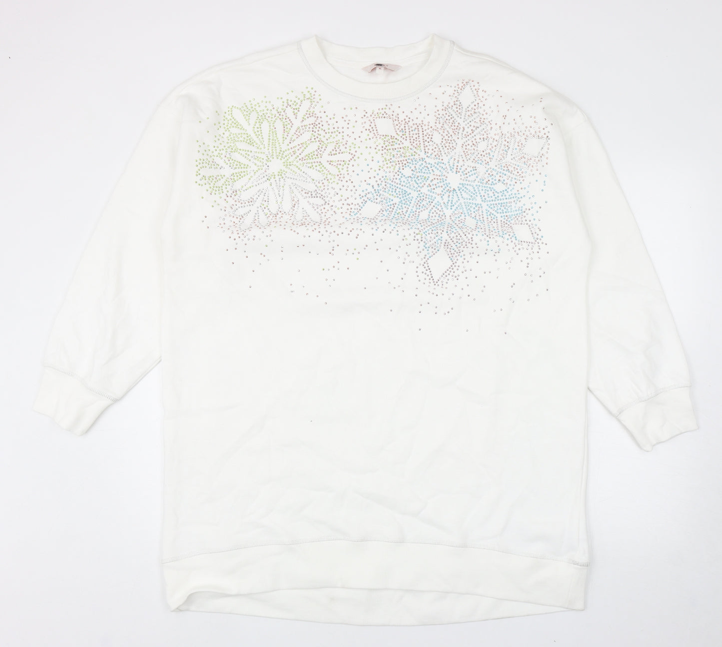 NEXT Womens White Cotton Pullover Sweatshirt Size XL Pullover - Snowflake Christmas