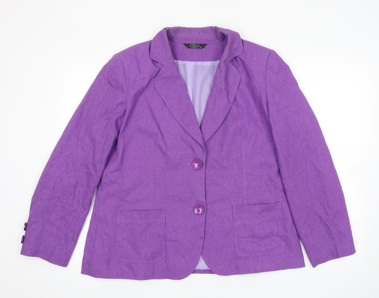 Bonmarché Womens Purple Linen Jacket Suit Jacket Size 16