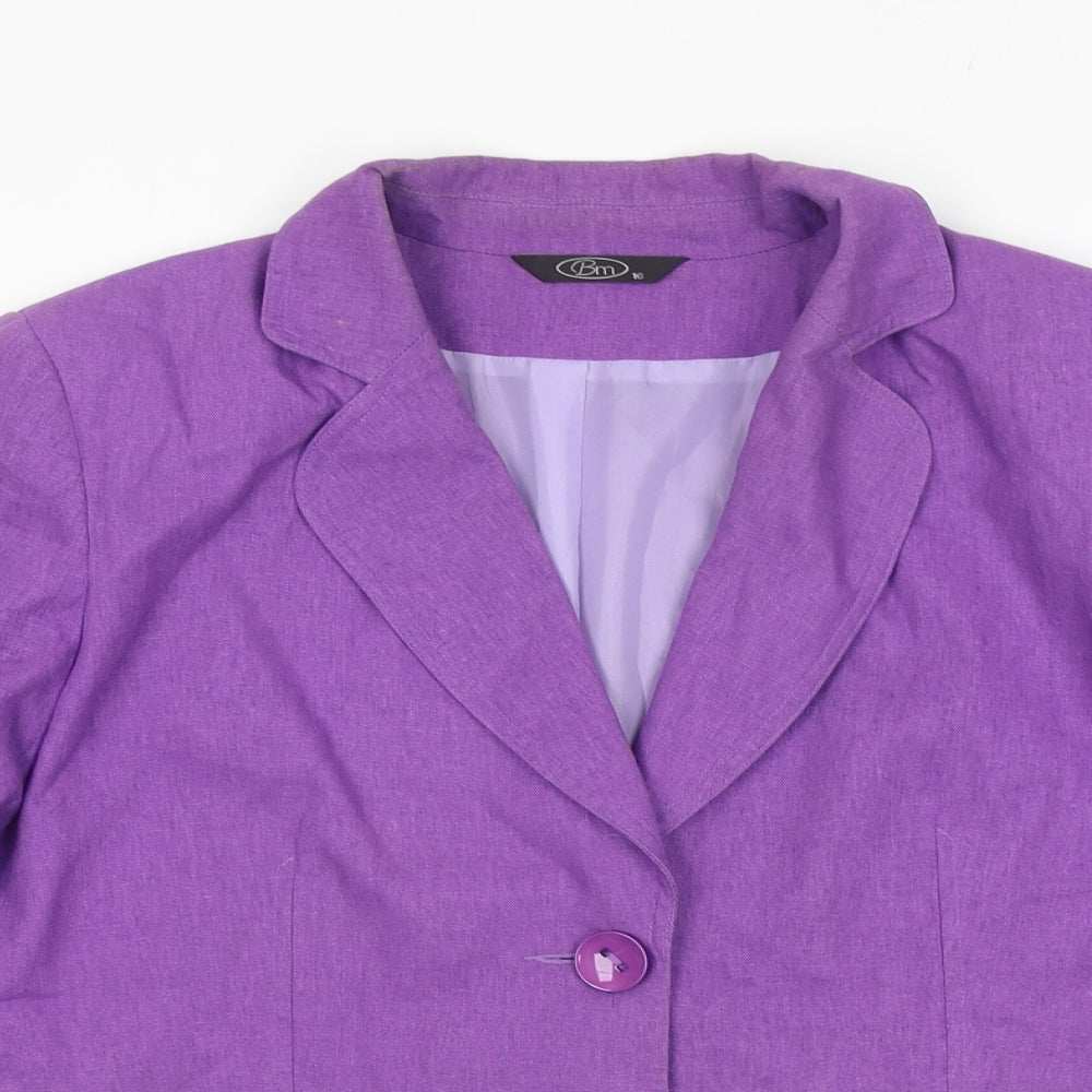 Bonmarché Womens Purple Linen Jacket Suit Jacket Size 16