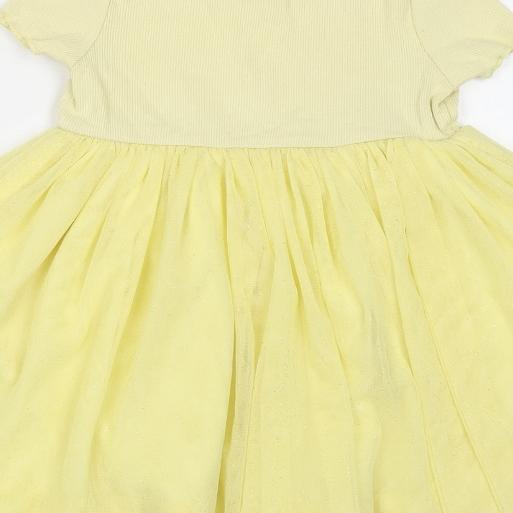 Marks and Spencer Girls Yellow Polyester A-Line Size 2-3 Years Round Neck Pullover