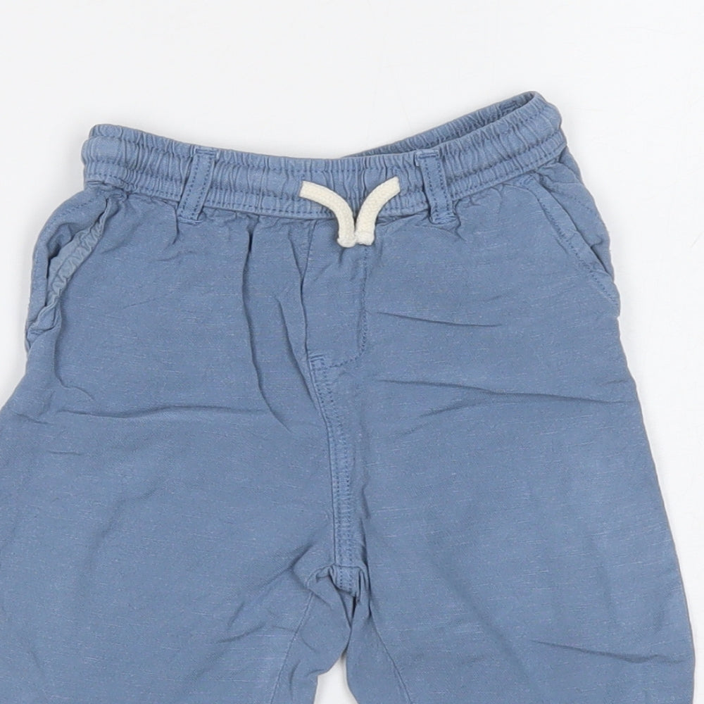 Zara Boys Blue Linen Jogger Trousers Size 12-18 Months Drawstring