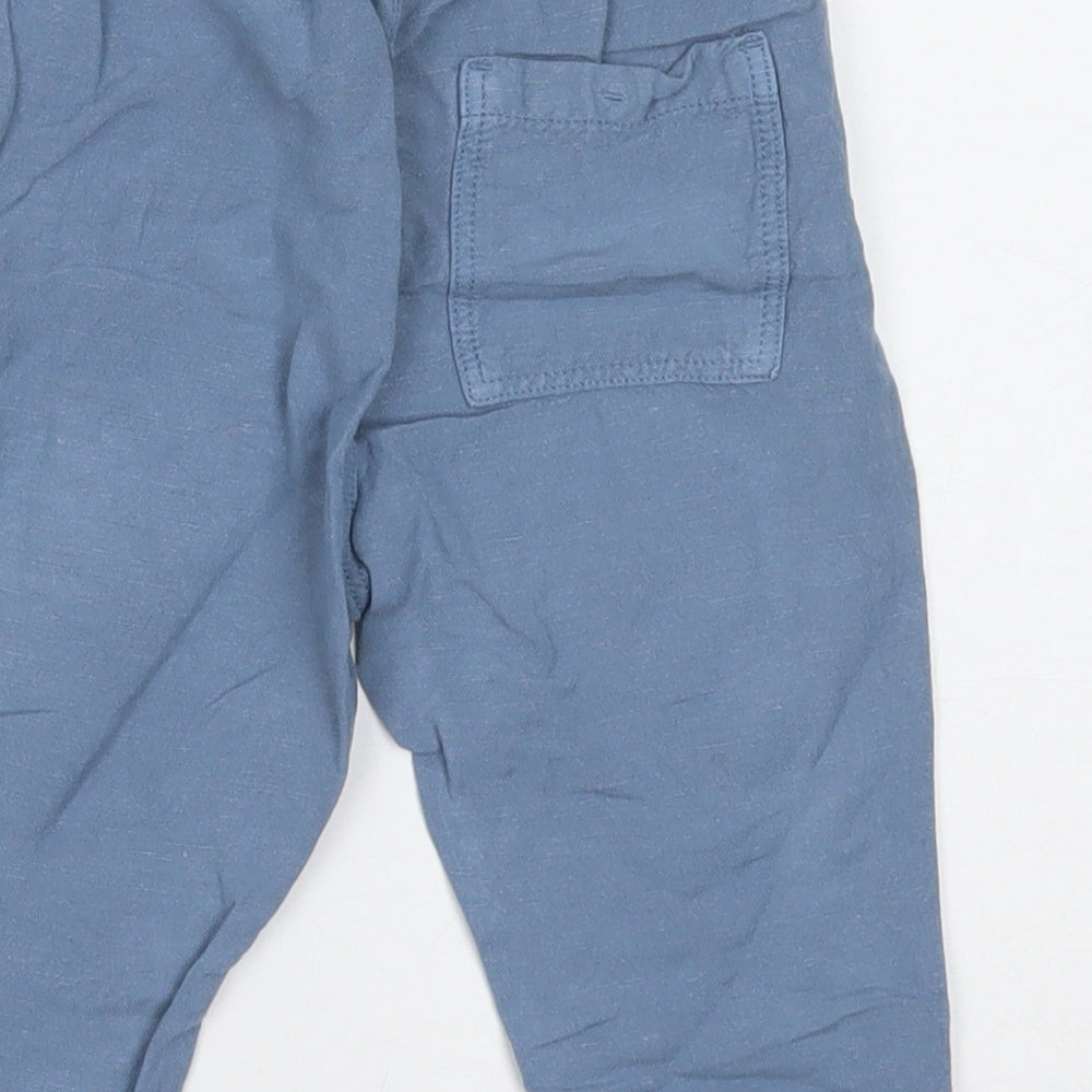 Zara Boys Blue Linen Jogger Trousers Size 12-18 Months Drawstring