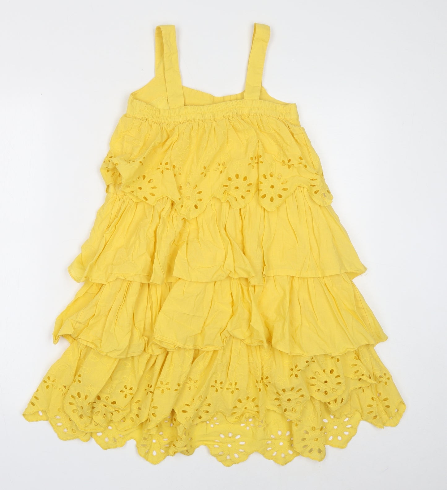 Monsoon Girls Yellow Cotton A-Line Size 10 Years Square Neck Pullover