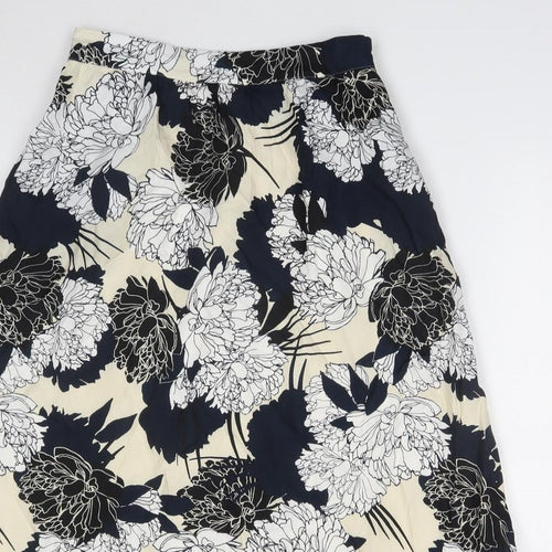 Autograph Womens Black Floral Cupro Straight & Pencil Skirt Size 8 Zip