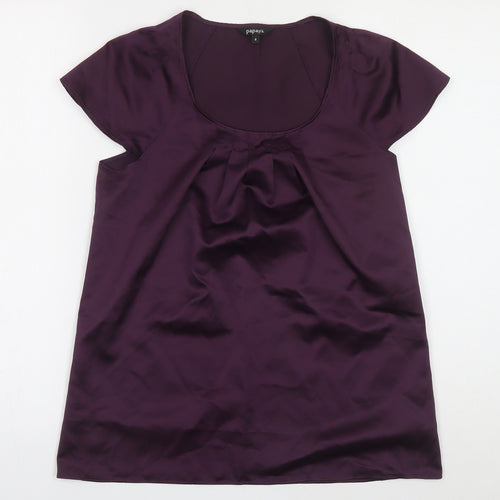 Papaya Womens Purple Polyester Basic Blouse Size 8 Scoop Neck