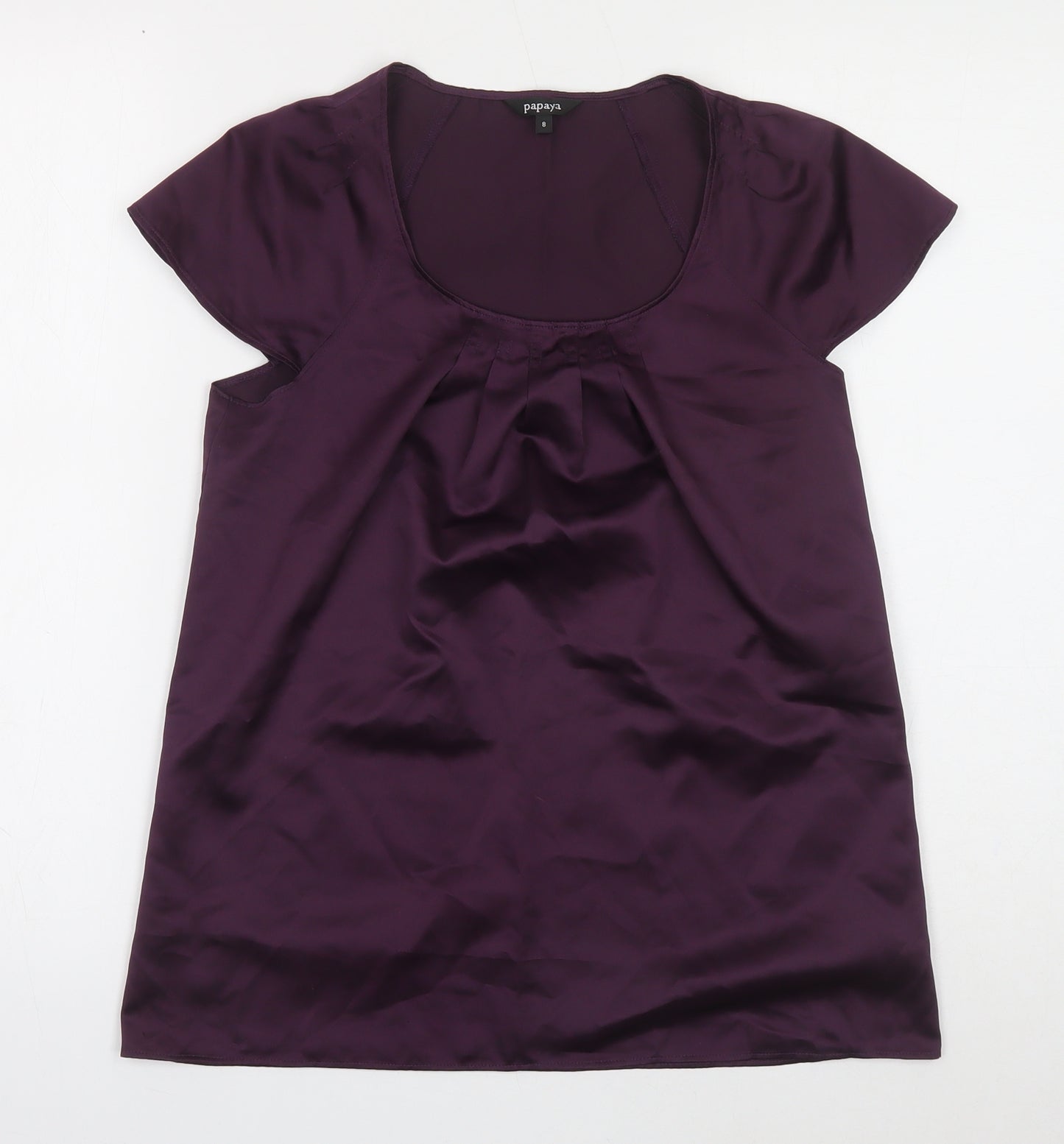 Papaya Womens Purple Polyester Basic Blouse Size 8 Scoop Neck