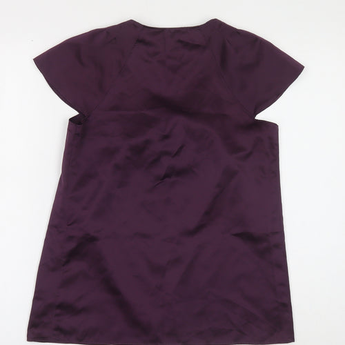 Papaya Womens Purple Polyester Basic Blouse Size 8 Scoop Neck