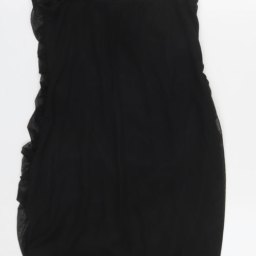 PRETTYLITTLETHING Womens Black Polyester Mini Size 10 Square Neck Pullover