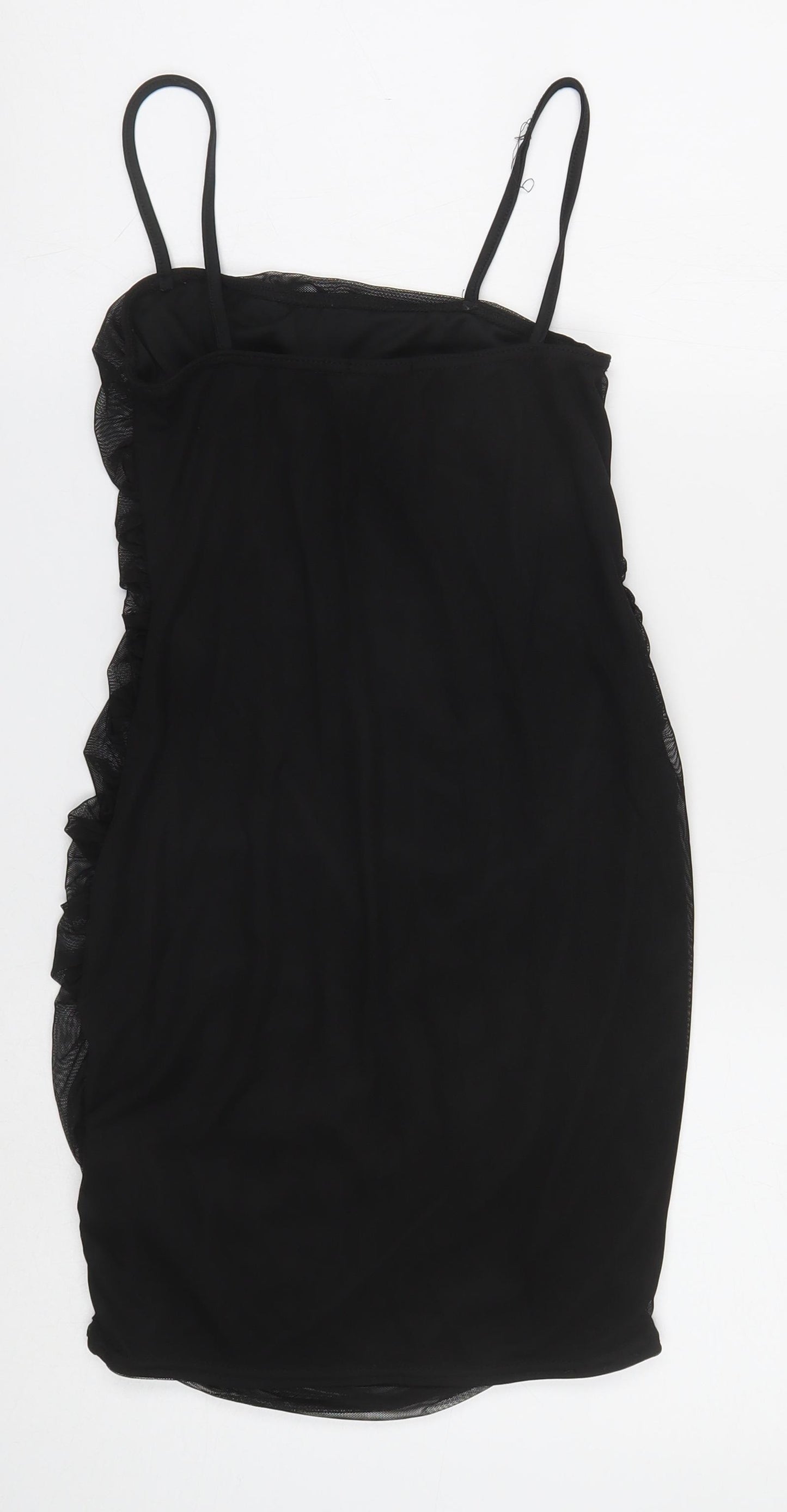 PRETTYLITTLETHING Womens Black Polyester Mini Size 10 Square Neck Pullover